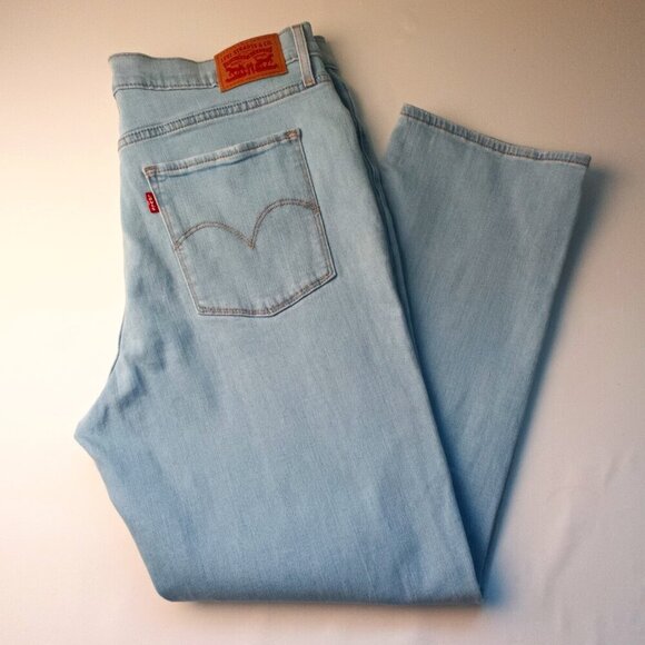 Levi's Denim Jeans Size 32/14 724 High Rise Straight Crop Light Wash Distressed - Picture 1 of 10